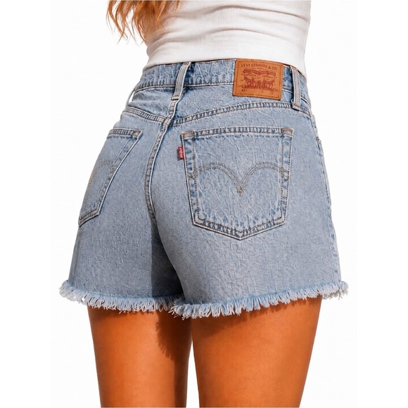 Levi's Pants - Levi's Premium Distressed Cutoff Denim Shorts Blue Raw Hem Button-fly Size 28